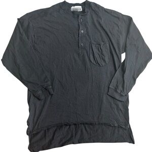 Vintage Gabrielle Black Long‎ Sleeve Henley Pocket Shirt Oversized Tee